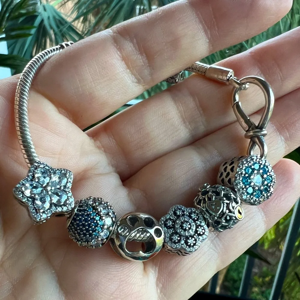Blue Sparkle Flower Charm